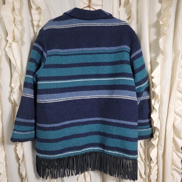 Mid-West Garment Co. Saddle Blanket Coat 16 Fringe Southwest Wool Western Boho - Picture 6 of 7